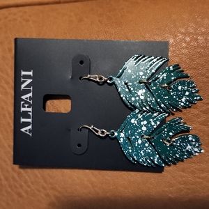 Alfani Gold-Tone Colored Palm Leaf Drop Earrings